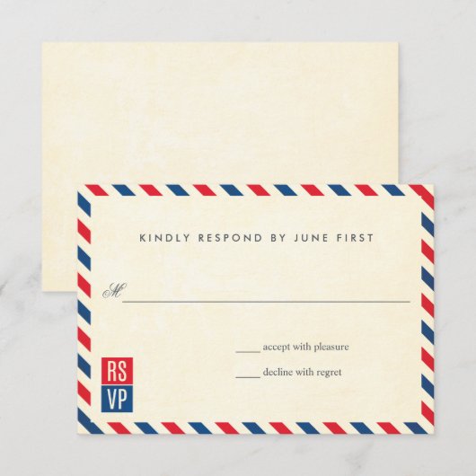 Airmail結婚の対応 出欠カード (正面/裏面)