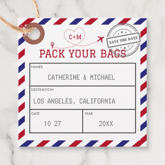 Airmail荷物タグ日付を保存 フェイバータグ (正面)