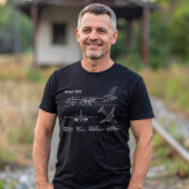 Airplane Airbus A320 in Blueprint Drawing PD Tシャツ