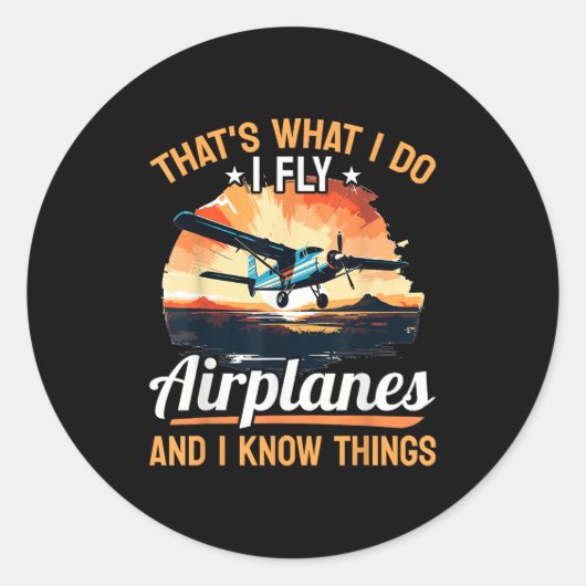 Airplane Aircraft Lot - That's What I Do I Fly Air ラウンドシール (正面)
