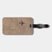 Airplane Airline Aviation Monogrammed Old-Brown ラゲッジタグ (裏面横)