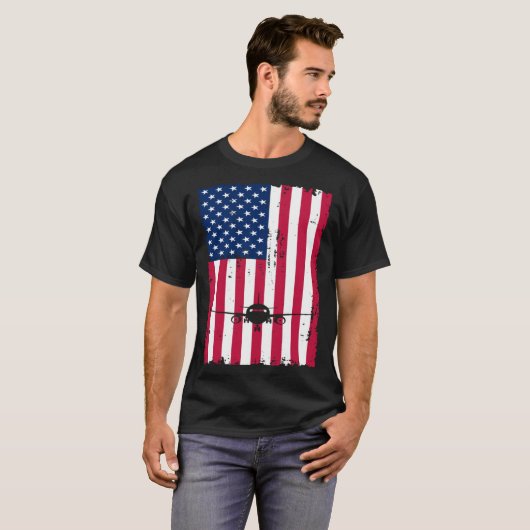 Airplane American Flag Pilot Jet Aviation Tシャツ (正面フル)