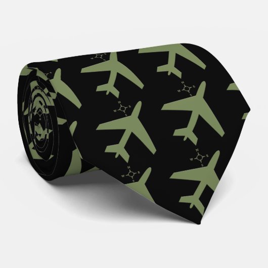 airplane and compass design green ネクタイ (ロール)