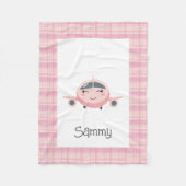 Airplane Baby Girl Pink Grey Cute Baby Shower  フリースブランケット (正面)