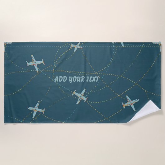 Airplane Beach Towel – Personalised with Your Text ビーチタオル (正面)