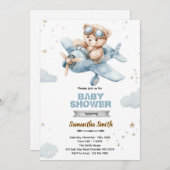 Airplane Bear Baby Shower Invitation 招待状 (正面/裏面)
