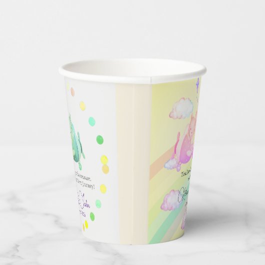 AIRPLANE BEAR pastel clouds rainbow editable 紙コップ (右)