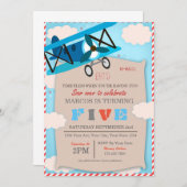 Airplane Birthday Invitation for Pilot Boy 招待状 (正面/裏面)