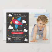 Airplane Birthday Photo Invitation | Time Files 招待状 (正面)