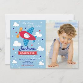 Airplane Birthday Photo Invitation / Time Flies 招待状