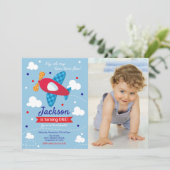 Airplane Birthday Photo Invitation / Time Flies 招待状 (スタンド正面)