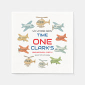 Airplane Boy 1st Birthday | Fun Sky Theme Party スタンダードカクテルナプキン (正面)