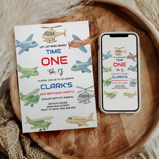 Airplane Boy 1st Birthday | Fun Sky Theme Party 招待状