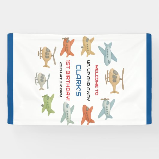 Airplane Boy 1st Birthday | Fun Sky Theme Party 横断幕 (横)