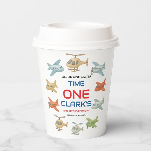 Airplane Boy 1st Birthday | Fun Sky Theme Party 紙コップ (裏面)