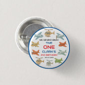 Airplane Boy 1st Birthday | Fun Sky Theme Party 缶バッジ (正面&裏面)