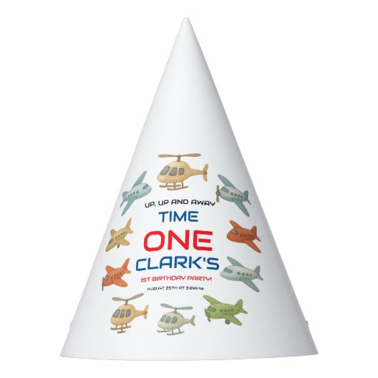 Airplane Boy 1st Birthday Party | Sky Theme  パーティーハット (正面)