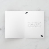 Airplane carries Christmas Tree Family Photo Funny カード (内部)