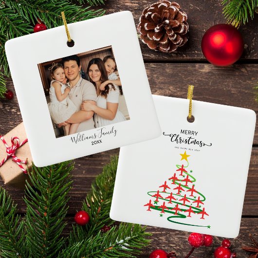 Airplane Christmas Tree & Photo Simple Aviation セラミックオーナメント