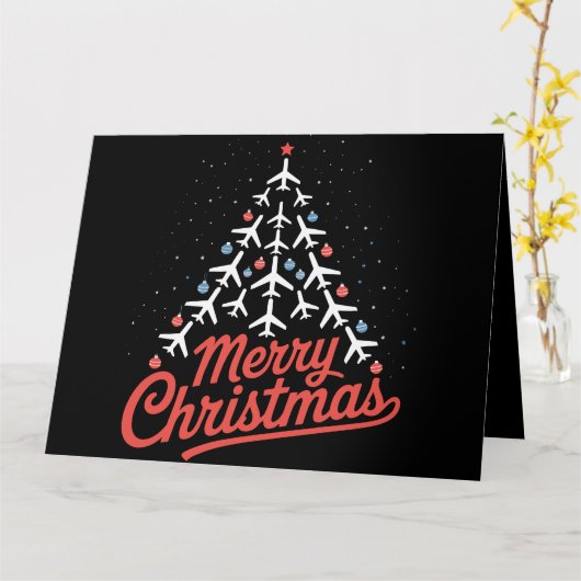 Airplane Christmas Tree Pilot カード (黄色い花)