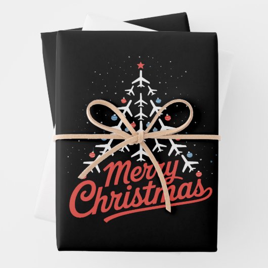 Airplane Christmas Tree Pilot ラッピングペーパーシート (インサイチュ)