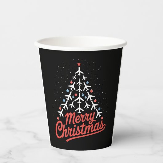 Airplane Christmas Tree Pilot 紙コップ (正面)