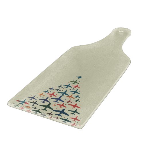 Airplane Christmas Tree Retro Pilot Flying Flight  カッティングボード (角)