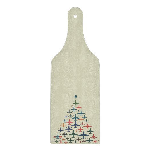Airplane Christmas Tree Retro Pilot Flying Flight  カッティングボード (正面)