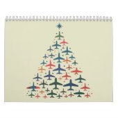 Airplane Christmas Tree Retro Pilot Flying Flight  カレンダー (カバー)