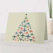 Airplane Christmas Tree Retro Pilot Flying Flight  カード (正面)