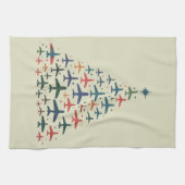 Airplane Christmas Tree Retro Pilot Flying Flight  キッチンタオル (横)