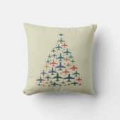 Airplane Christmas Tree Retro Pilot Flying Flight クッション (正面)