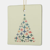 Airplane Christmas Tree Retro Pilot Flying Flight  セラミックオーナメント (左)