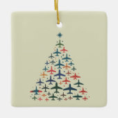 Airplane Christmas Tree Retro Pilot Flying Flight  セラミックオーナメント (正面)