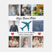 Airplane Family Photo Collage Sky's Finest Pilot フリースブランケット (正面)