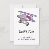 Airplane First Birthday Thank you サンキューカード (正面)