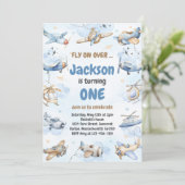 Airplane Fly On Over Boy Birthday Invitation 招待状 (スタンド正面)