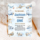 Airplane Fly On Over Boy Birthday Invitation 招待状