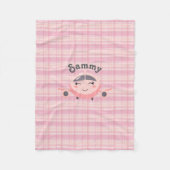 Airplane Girl Baby Shower Pink Grey Cute Whimsical フリースブランケット (正面)