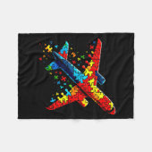 Airplane Jigsaw Puzzle Kids Toddler Boys Autism Aw フリースブランケット (正面(横))