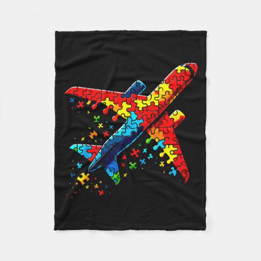 Airplane Jigsaw Puzzle Kids Toddler Boys Autism Aw フリースブランケット (正面)