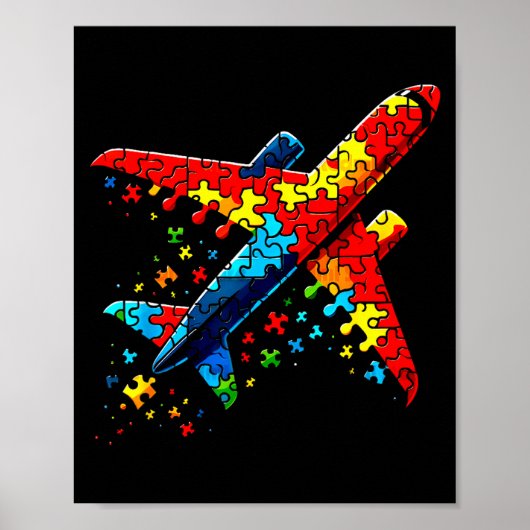 Airplane Jigsaw Puzzle Kids Toddler Boys Autism Aw ポスター (正面)