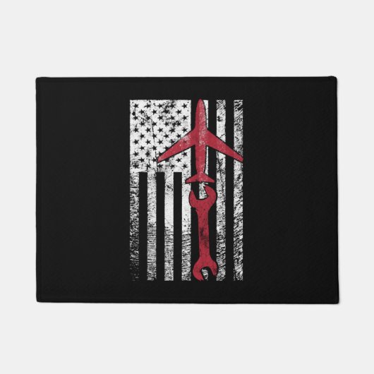 Airplane Mechanic Shirt Aviation Technician Gift ドアマット (正面)