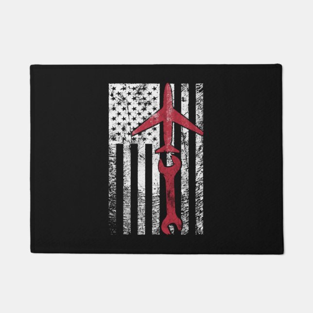 Airplane Mechanic Shirt Aviation Technician Gift ドアマット (正面)