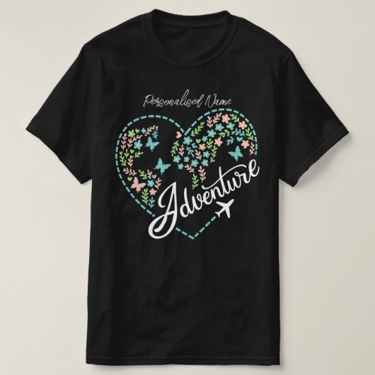 Airplane Mode Women Love Heart Graphic Adventure Tシャツ (デザイン正面)