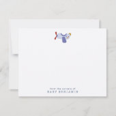 Airplane Nursery Note Card with Blue Gingham Back 案内状 (正面)