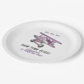 Airplane Oh My Time Flies Travel First Birthday  ペーパープレート (アングル)