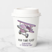 Airplane Oh My Time Flies Travel First Birthday  紙コップ (裏面)