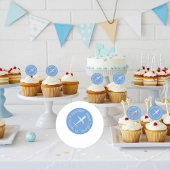 Airplane on Sky Blue Personalized Birthday ラウンドシール