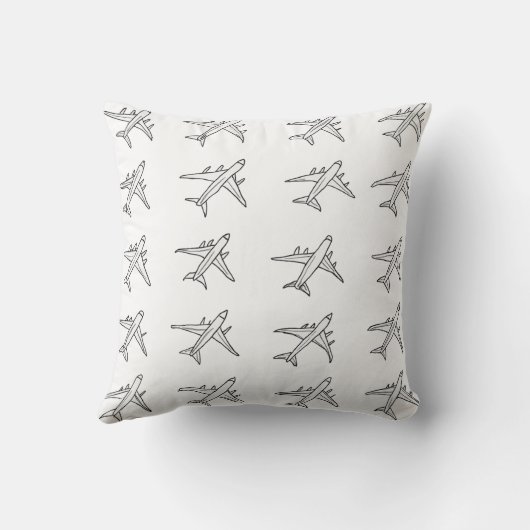 Airplane Pattern Throw Pillows クッション (裏面)